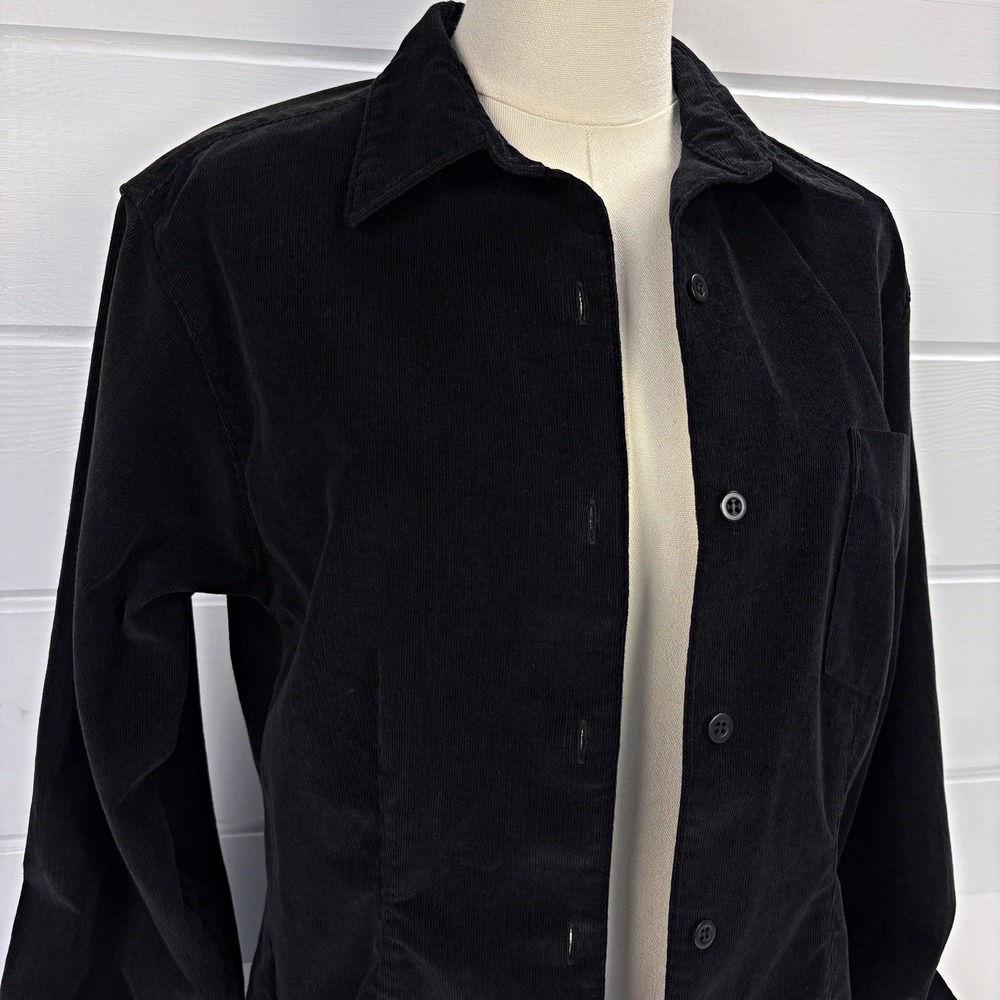 RARE Vtg 90s J Crew‎ Black Corduroy Shirt M Dark Academia Holiday Romantic Goth - Picture 6 of 12